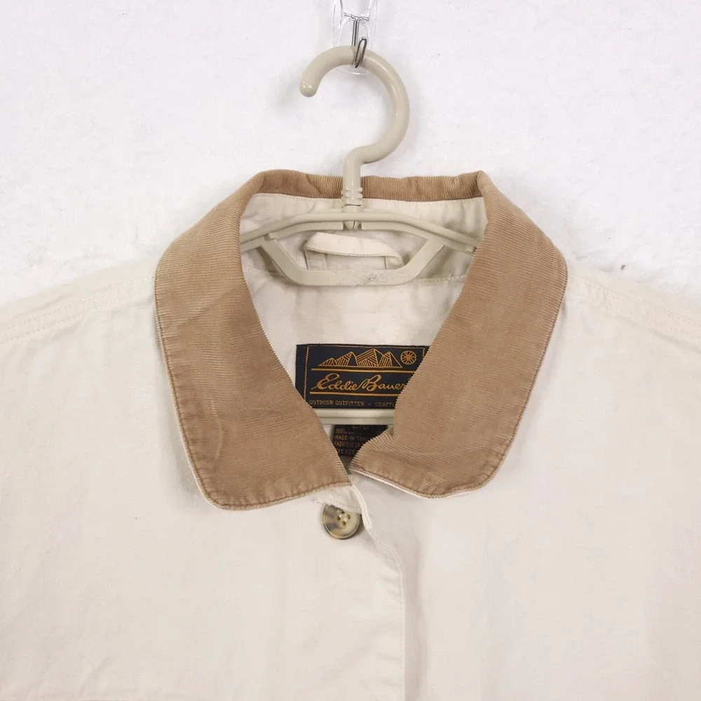 Vintage Eddie Bauer  Barn Chore Jacket Mens Large Ivory Field Travel Safari 90s